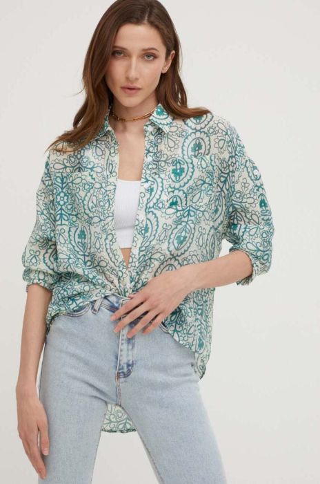 Сорочка Answear Lab жіноча колір зелений relaxed класичний комір (3251810)