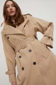 Тренч Answear Lab жіночий колір бежевий перехідний двобортний (3217462)
