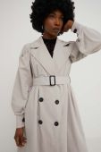 Тренч Answear Lab жіночий колір сірий перехідний двобортний