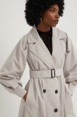 Тренч Answear Lab жіночий колір сірий перехідний двобортний
