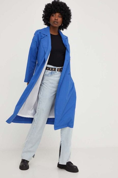 Тренч Answear Lab жіночий перехідний колір блакитний Тренч Answear Lab жіночий перехідний колір блакитний