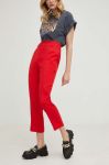 Штани Answear Lab жіночі колір червоний облягаюче висока посадка