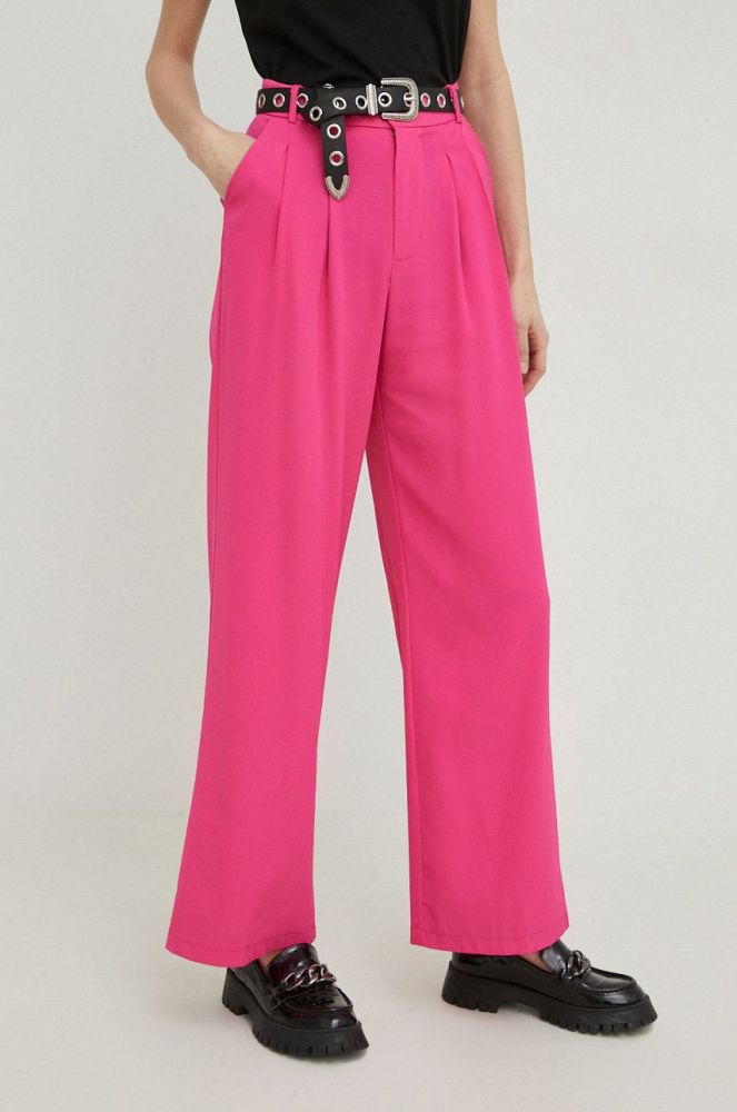 Штани Answear Lab X Лімітована колекція SISTERHOOD жіночі колір рожевий широке висока посадка (2936985)