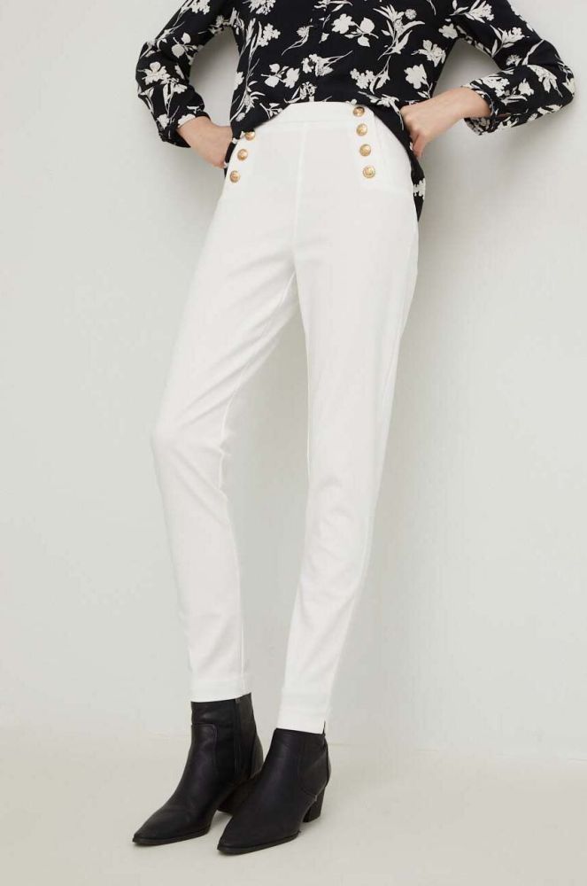 Штани Answear Lab жіночі колір білий облягаюче висока посадка