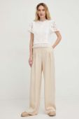 Штани Answear Lab жіночі колір бежевий широке висока посадка (3125114)