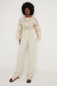 Штани Answear Lab жіночі колір бежевий широке висока посадка (3186490)