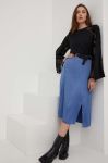 Спідниця Answear Lab midi розкльошена колір блакитний (3217518) Спідниця Answear Lab midi розкльошена колір блакитний (3217518)