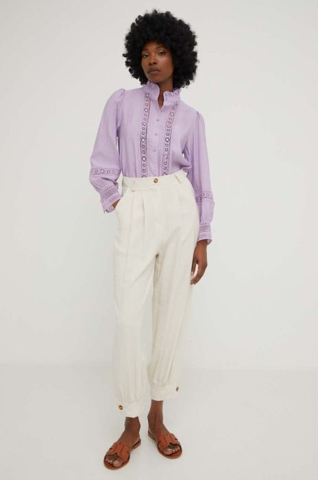 Штани Answear Lab жіночі колір білий широке висока посадка (3213099)