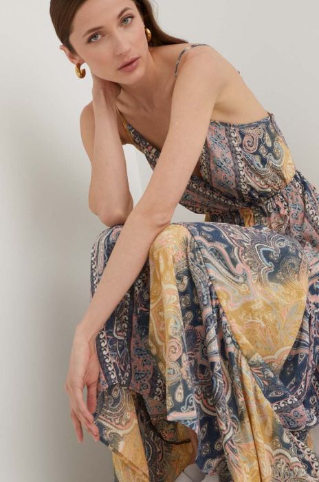 Шовкова сукня Answear Lab колір синій maxi розкльошена (3230914)