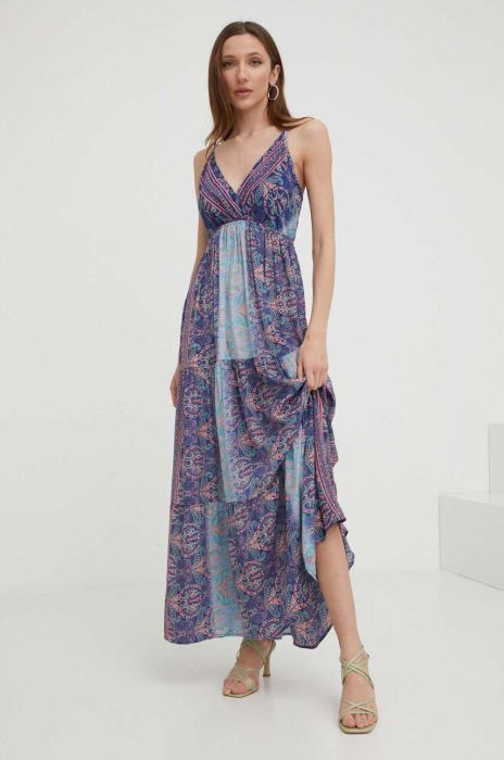 Шовкова сукня Answear Lab maxi розкльошена колір блакитний (3230915)