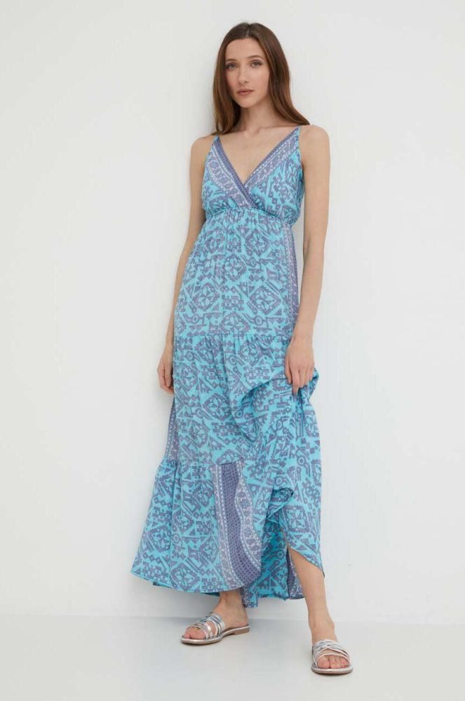 Шовкова сукня Answear Lab maxi розкльошена колір блакитний (3227827)