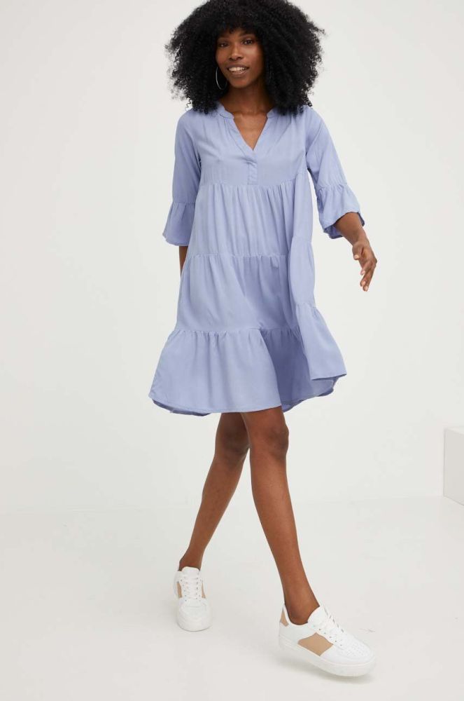Сукня Answear Lab mini розкльошена колір блакитний (3137909)