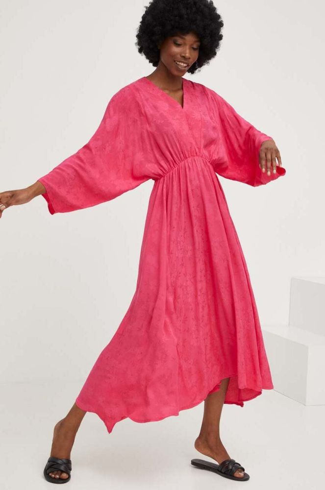 Сукня Answear Lab колір рожевий midi розкльошена (3177700)