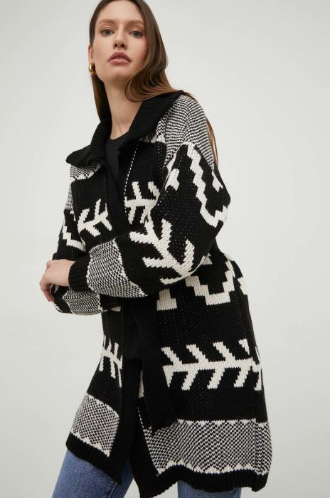 Кардиган з вовною Answear Lab жіночий колір чорний теплий