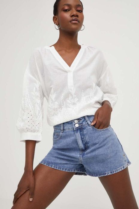 Джинсові шорти Answear Lab жіночі однотонні висока посадка колір блакитний (3160822)