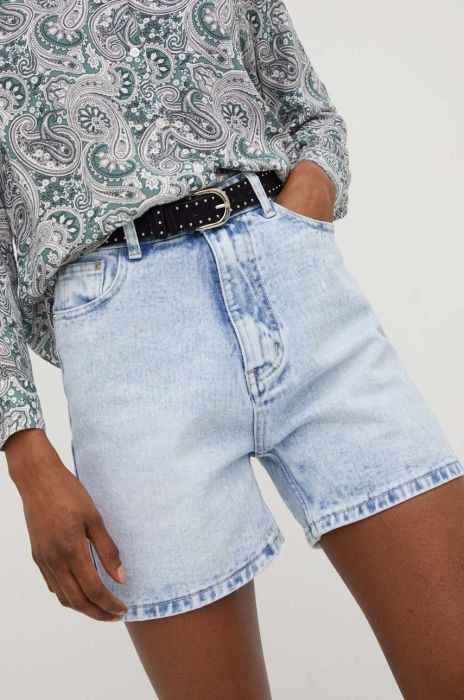Джинсові шорти Answear Lab жіночі однотонні висока посадка колір блакитний (3211336)