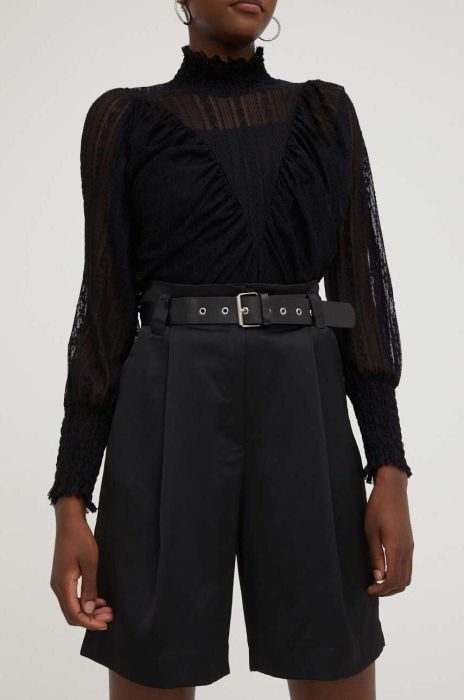 Шорти Answear Lab жіночі колір чорний однотонні висока посадка (3218521)