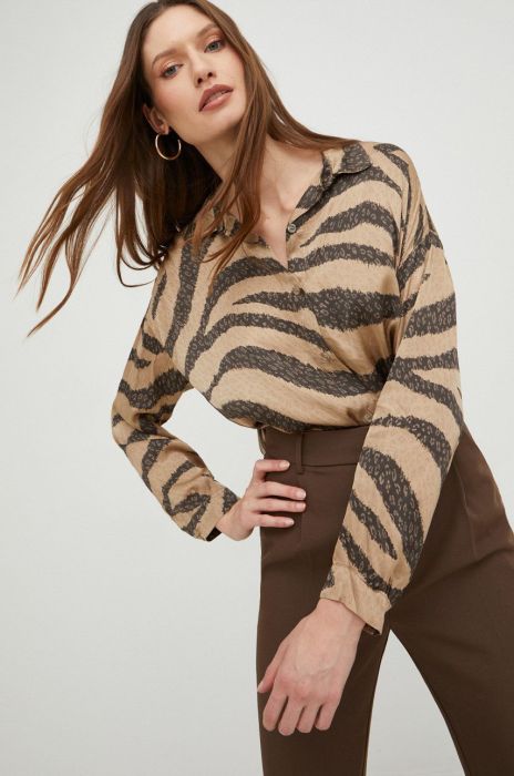 Сорочка Answear Lab жіноча колір бежевий relaxed класичний комір (2710161)