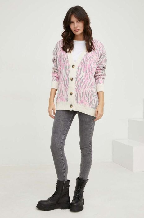 Кардиган з вовною Answear Lab жіночий колір рожевий