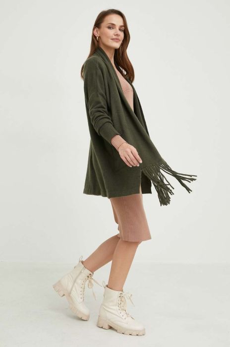 Кардиган з вовною Answear Lab жіночий колір зелений легкий