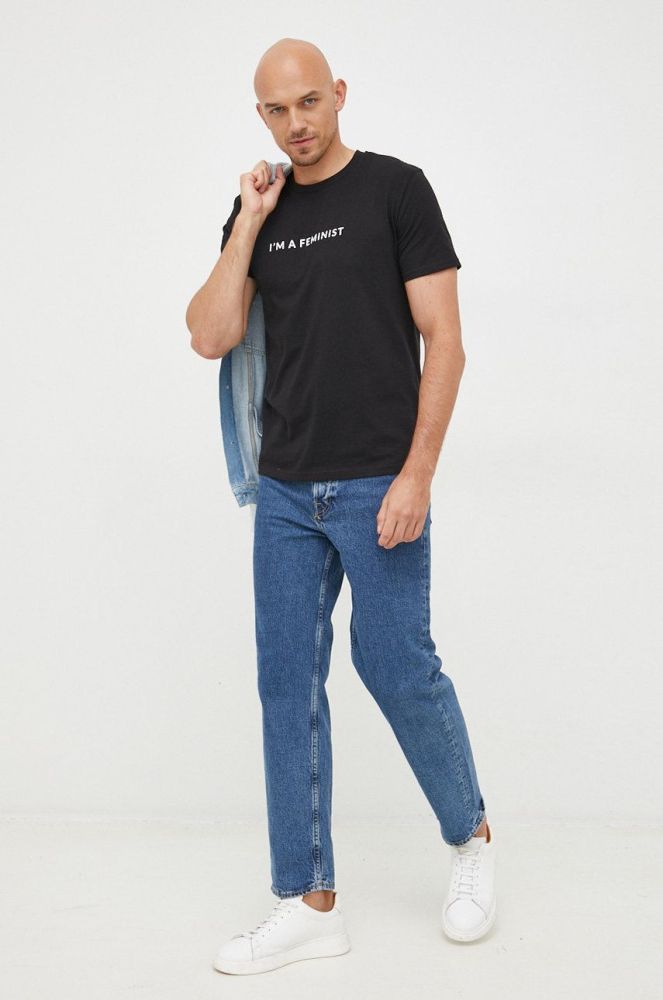Бавовняна футболка Answear Lab колір чорний з принтом (2689152)