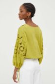 Бавовняна блузка Answear Lab жіноча колір зелений з аплікацією
