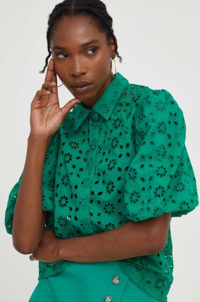 Бавовняна сорочка Answear Lab жіноча колір зелений
