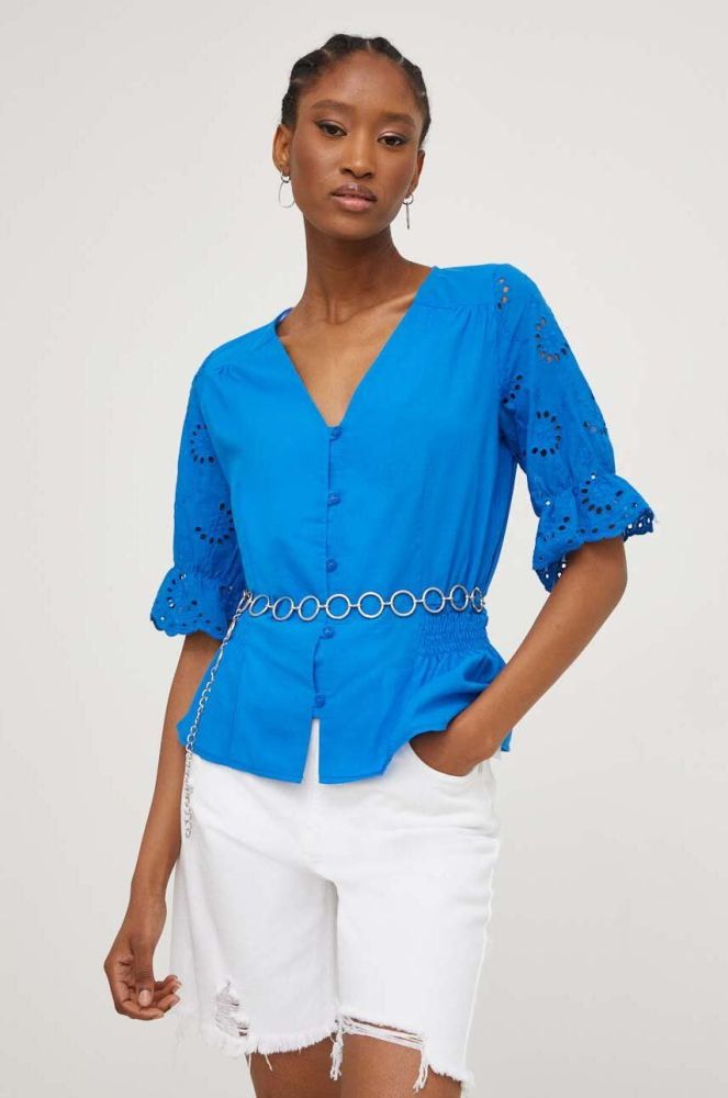 Бавовняна сорочка Answear Lab жіноча колір блакитний (3333737)