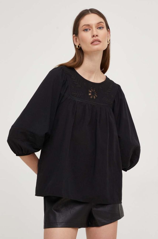Бавовняна блузка Answear Lab жіноча колір чорний однотонна