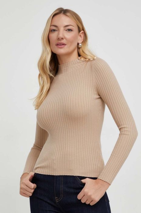Светр Answear Lab колір бежевий легкий півгольф