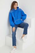 Кофта Answear Lab жіноча з капюшоном з аплікацією колір блакитний