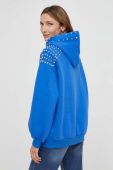 Кофта Answear Lab жіноча з капюшоном з аплікацією колір блакитний