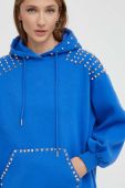 Кофта Answear Lab жіноча з капюшоном з аплікацією колір блакитний