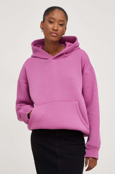 Кофта Answear Lab жіноча колір рожевий з капюшоном однотонна