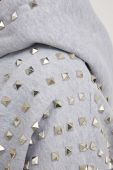 Бавовняна кофта Answear Lab жіноча колір сірий з капюшоном з аплікацією