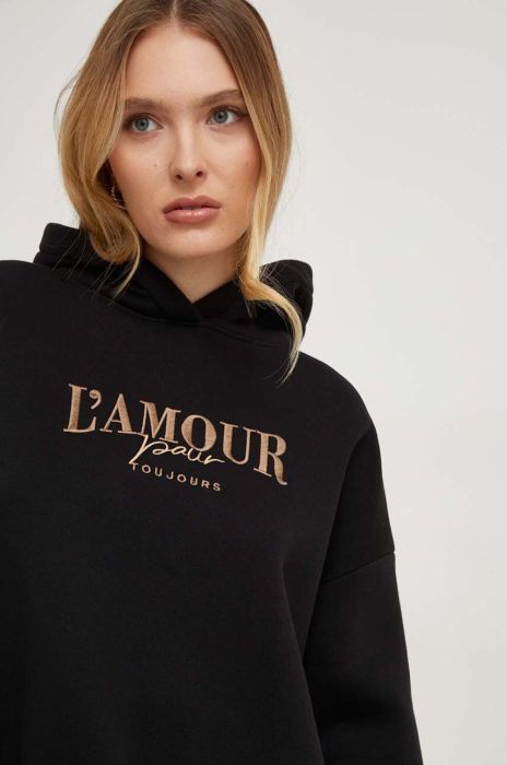 Кофта Answear Lab жіноча колір чорний з капюшоном з аплікацією (3651926)