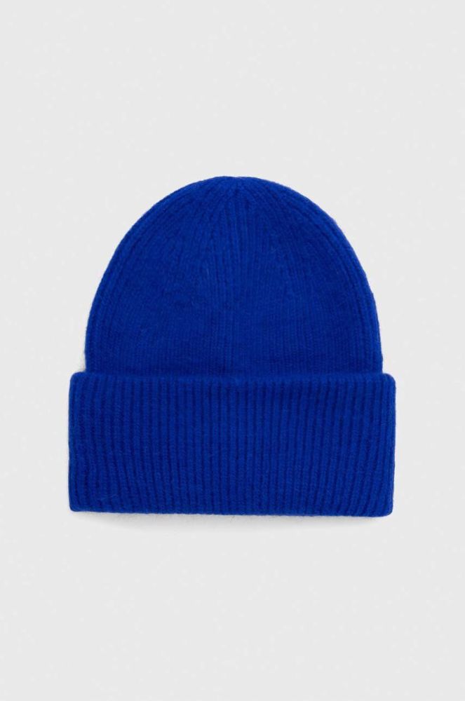 Вовняна шапка Answear Lab з товстого трикотажу вовна колір блакитний
