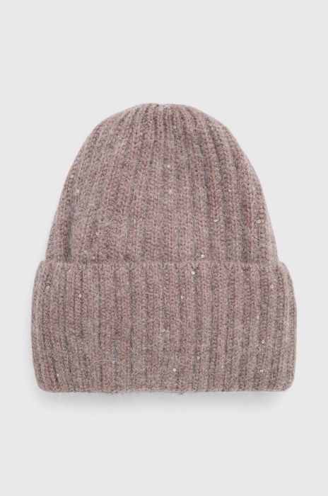 Вовняна шапка Answear Lab колір бежевий з товстого трикотажу вовна (3655879)