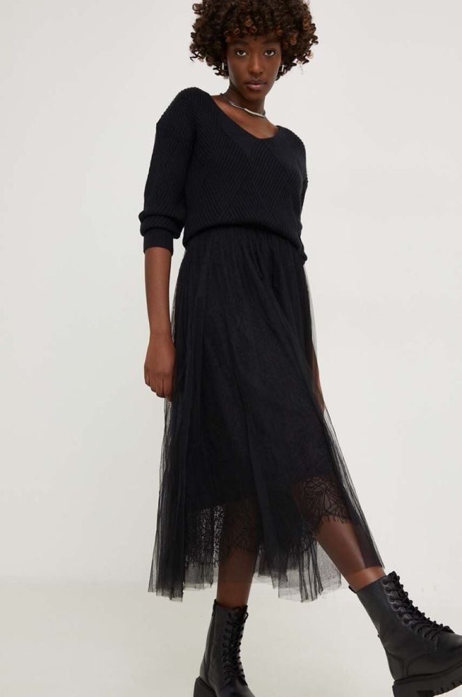 Сукня і светр Answear Lab колір чорний midi розкльошена