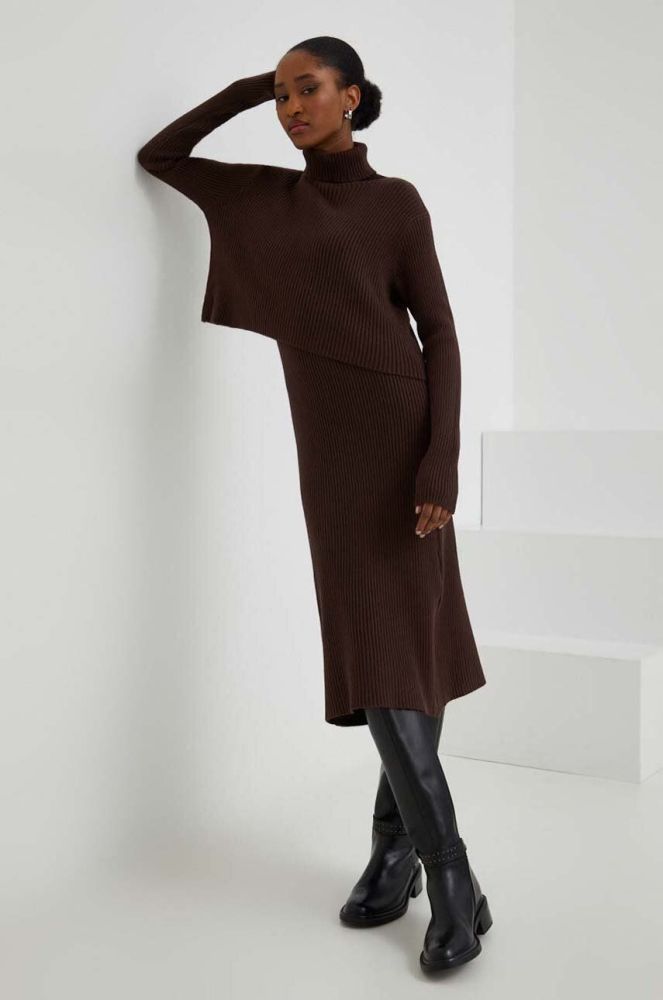 Сукня і светр Answear Lab колір коричневий mini пряма