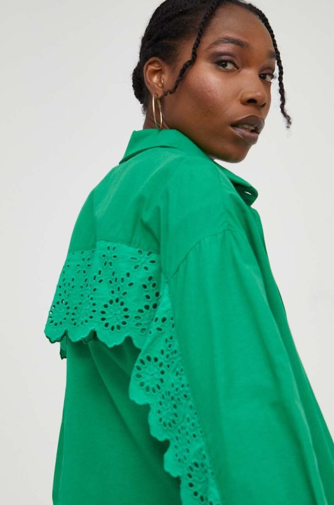 Сорочка Answear Lab жіноча колір зелений relaxed класичний комір (3314358)