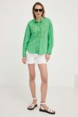 Сорочка з льоном Answear Lab колір зелений relaxed класичний комір