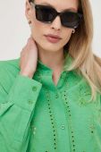 Сорочка з льоном Answear Lab колір зелений relaxed класичний комір