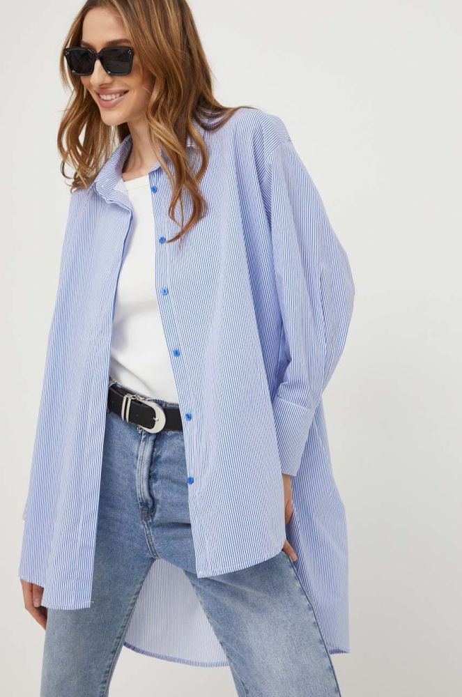 Бавовняна сорочка Answear Lab жіноча relaxed класичний комір колір блакитний (3395746)