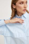 Бавовняна сорочка Answear Lab жіноча relaxed класичний комір колір блакитний (3398713)