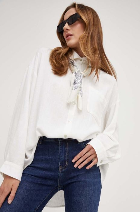 Сорочка з льону Answear Lab колір білий relaxed класичний комір (3395772)