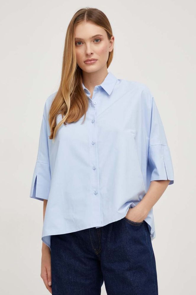 Бавовняна сорочка Answear Lab жіноча relaxed класичний комір колір блакитний (3551804)
