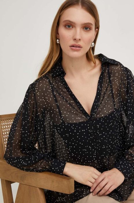 Сорочка Answear Lab жіноча колір чорний relaxed класичний комір (3559052)