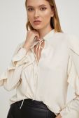 Сорочка Answear Lab жіноча колір бежевий regular в'язане декольте