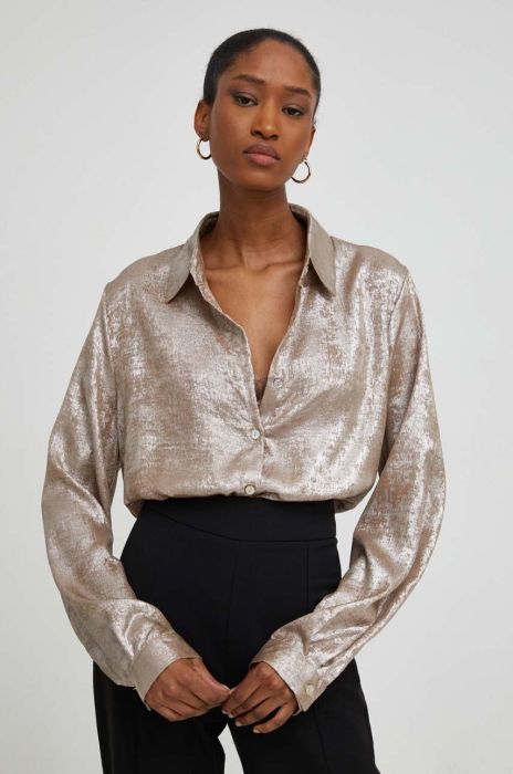 Сорочка Answear Lab жіноча колір золотий regular класичний комір